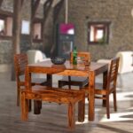 RASWOOD Solid Sheesham Wood 4 Seater Dining Table – Honey Finish - Image 2