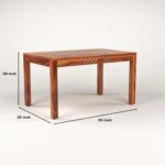 RASWOOD Solid Sheesham Wood 6 Seater Dining Table – Honey Finish - Image 3