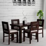 RASWOOD Solid Sheesham Wood 4 Seater Dining Table – Walnut Finish