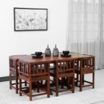 RASWOOD Sheesham Wood 6 Seater Dining Table – Honey Oak Finish