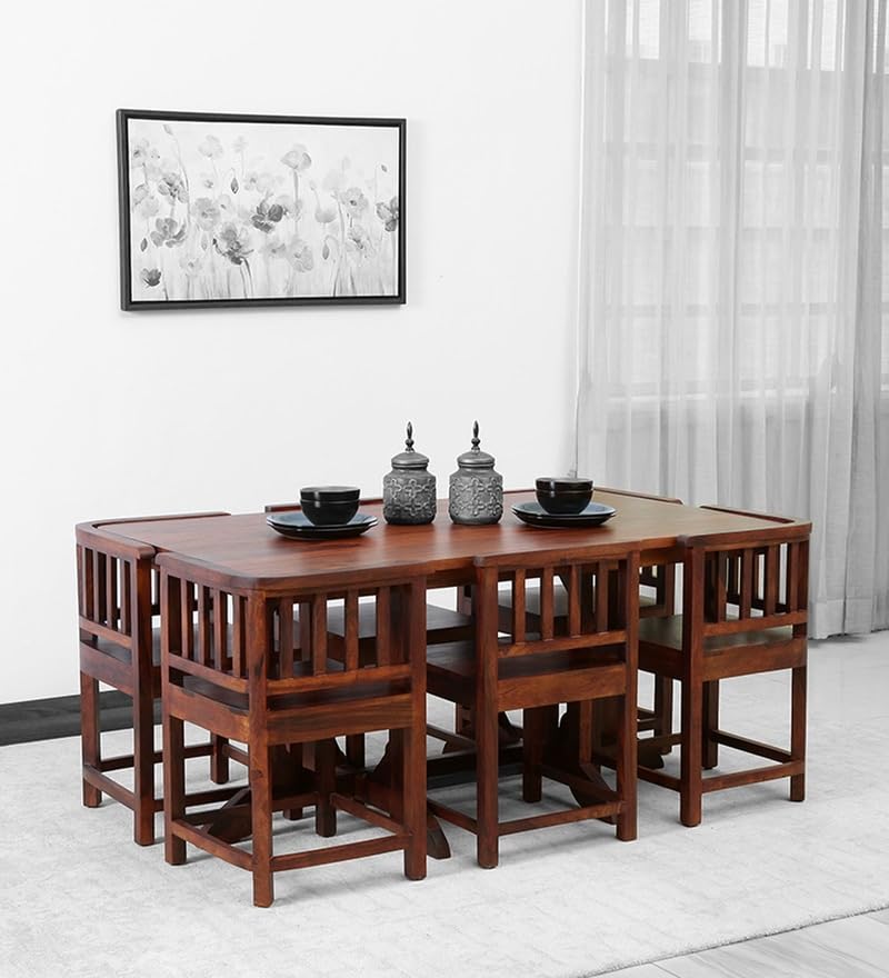 51EoDeGn4L.jpg RASWOOD Sheesham Wood 6 Seater Dining Table – Honey Oak Finish - Image 1