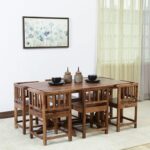 RASWOOD Sheesham Wood 6 Seater Dining Table – Rustic Teak Finish
