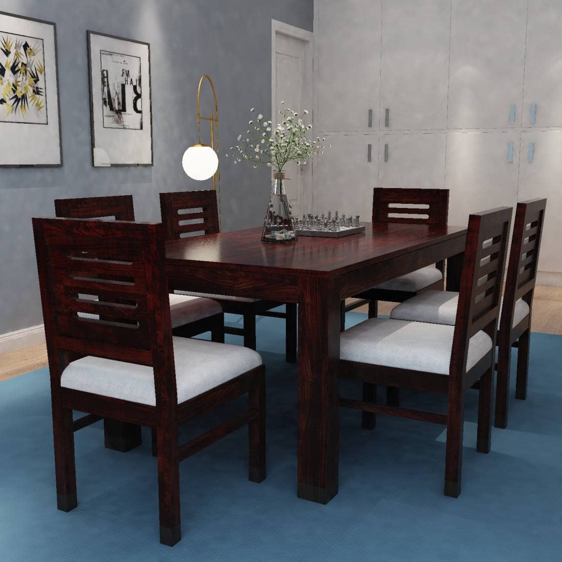 61oRqBoiknL.jpg RASWOOD Sheesham Wood 6 Seater Dining Table – Mahagony Finish - Image 1