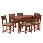 RASWOOD Sheesham Wood 6 Seater Dining Table – Honey Teak Finish - Image 2
