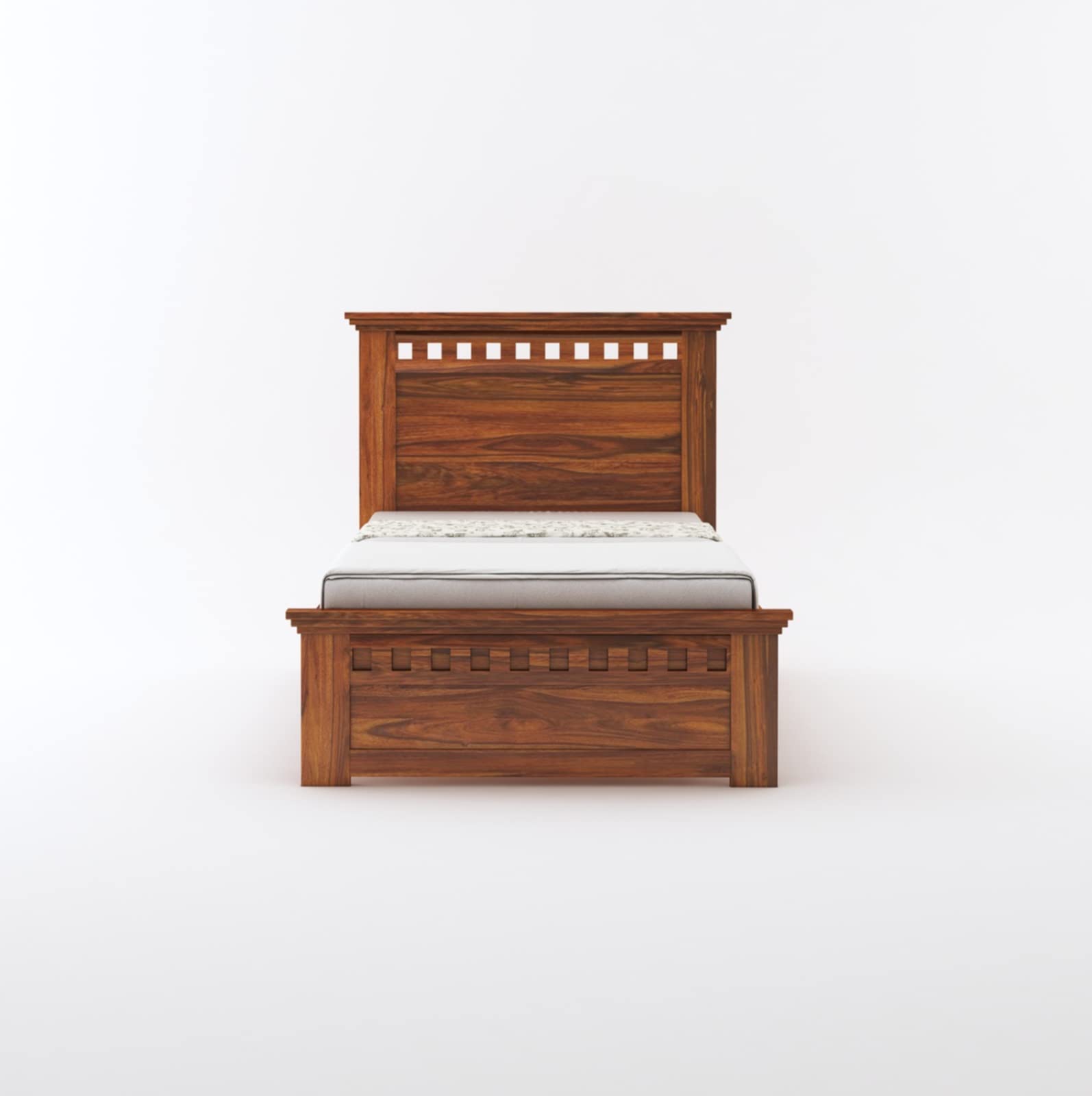 51H3WDt9YsL.jpg RASWOOD Solid Sheesham Wood Single Bed – Natural Finish | Premium Furniture - Image 1