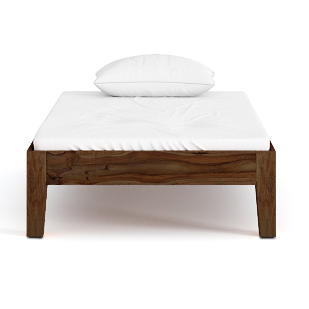 51LDekQG9ML.jpg RASWOOD Sheesham Wood Single Bed Without Headboard – Walnut Finish - Image 1