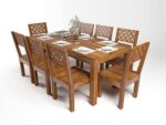 RASWOOD Sheesham Wood 8 Seater Dining Table – Natural Teak Finish
