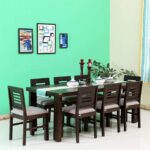 RASWOOD Solid Sheesham Wood 8 Seater Dining Table – Walnut Finish