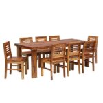 RASWOOD Sheesham Wood 8 Seater Dining Table – Natural Brown Finish - Image 2