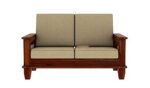 RASWOOD Sheesham Wood 2 Seater Sofa – Honey Finish, Cream Cushion - Image 5