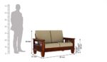 RASWOOD Sheesham Wood 2 Seater Sofa – Honey Finish, Cream Cushion - Image 4