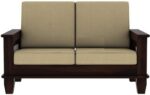 RASWOOD Sheesham Wood 2 Seater Sofa – Walnut Finish, Cream Cushion - Image 2