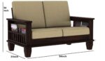 RASWOOD Sheesham Wood 2 Seater Sofa – Walnut Finish, Cream Cushion - Image 4