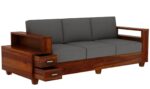 RASWOOD Sheesham Wood 3 Seater Sofa with Storage – Honey Finish - Image 2