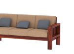 RASWOOD Sheesham Wood 3 Seater Sofa – Natural Finish, Beige Cushion - Image 4