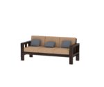 RASWOOD Sheesham Wood 3 Seater Sofa – Walnut Finish, Beige Cushion - Image 3