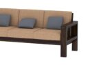 RASWOOD Sheesham Wood 3 Seater Sofa – Walnut Finish, Beige Cushion - Image 4