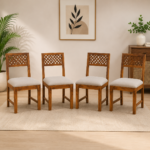 RASWOOD Sheesham Wood Dining Chairs Set of 4 – Natural Finish