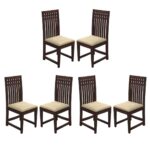 RASWOOD Sheesham Wood Dining Chairs Set of 6 – Walnut Finish