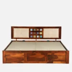 Solid wood bed with elegant headboard design - Image 8