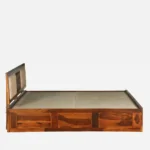 Modern sheesham wood king size bed with storage and elegant headboard design india - Image 2