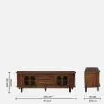 Minimalist walnut finish tv unit with storage for large screen tv in india - Image 5