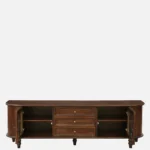 Minimalist walnut finish tv unit with storage for large screen tv in india - Image 6