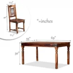Luxury Solid Sheesham Wood Rustic 6-Seater Dining Table Set with Iron Detailing - Image 6