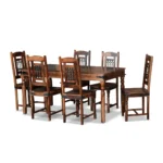 Luxury Solid Sheesham Wood Rustic 6-Seater Dining Table Set with Iron Detailing - Image 7