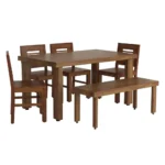 Zenvoria Sheesham Wood 6 Seater Dining Set In Scratch Resistant Provincial Teak Finish With Bench - Image 3