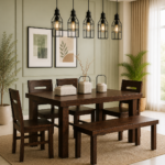 Wlora Sheesham Wood 6 Seater Dining Set In Scratch Resistant Provincial Teak Finish