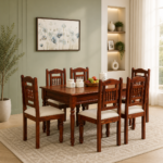 Dinora Solid Sheesham Wood 6 Seater Dining Table Set with Comfortable Chairs