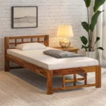 Aonlora Wooden Single Bed with Elegant Appearance and Strong Base in Natural Tone