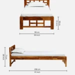 Aonlora Wooden Single Bed with Elegant Appearance and Strong Base in Natural Tone - Image 2