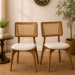 Ice Teak Wood Dining Chair In Teak Gold Finish  (SET OF 2)