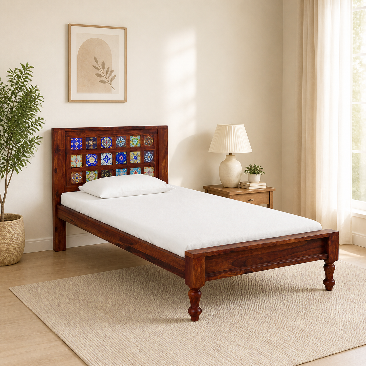 Wenvora-Solid-Sheesham-Wood-Single-Bed-in-Premium-Natural-Finish-classic-wood-1.webp Wenvora Solid Sheesham Wood Single Bed in Premium Natural Finish - Image 1