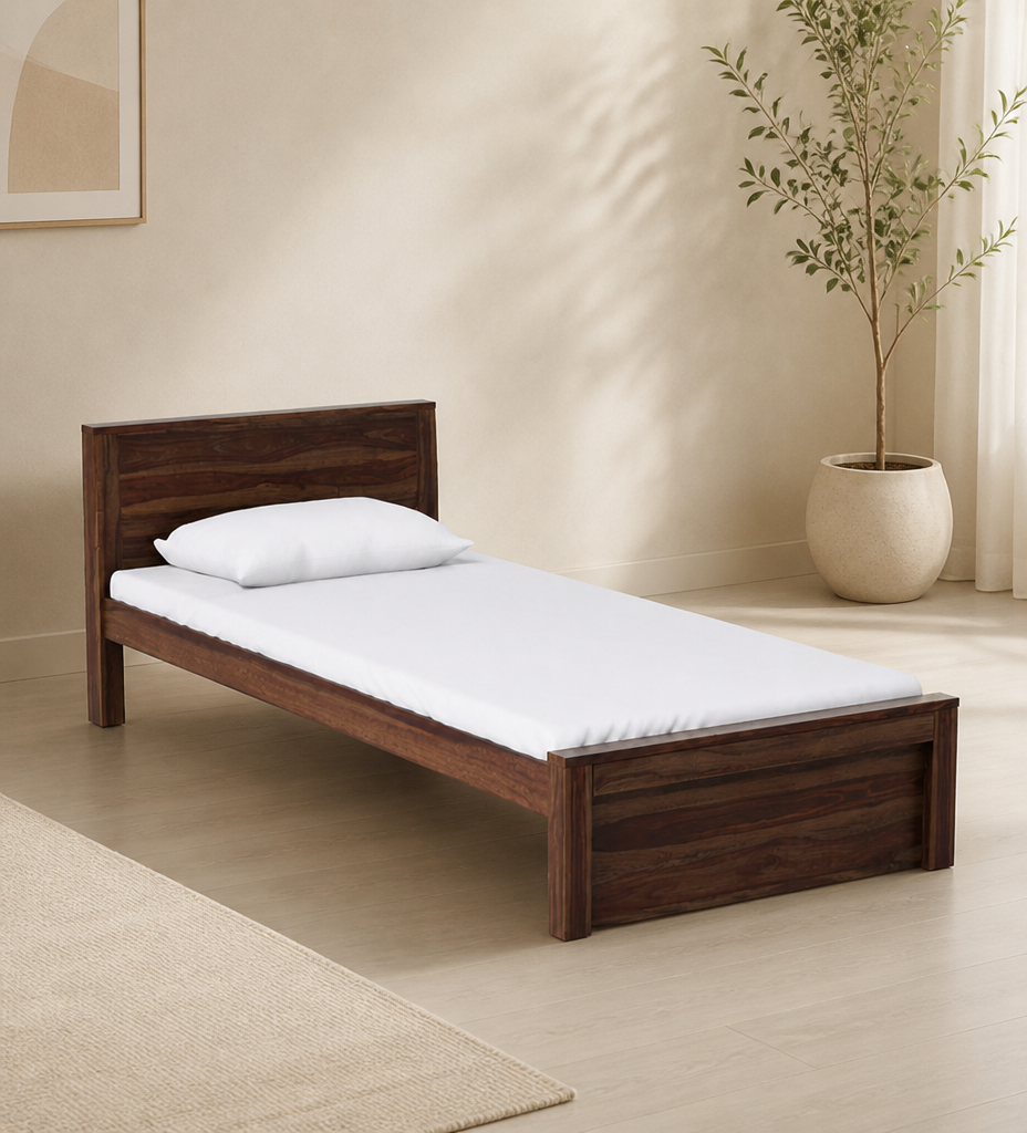 Norten-Sheesham-Wood-Single-Bed-In-Honey-Oak-Finish-classic-wood-1.webp Norten Sheesham Wood Single Bed In Honey Oak Finish - Image 1