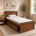 Huren Sheesham Wood Single Bed In Honey Oak Finish With Trundle