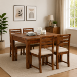 Aenvira Solid Sheesham Wood 4 Seater Dining Table Set in Elegant Natural Tone