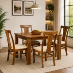 Rrivora Solid Wood Dining Table Set in Rich Natural Texture
