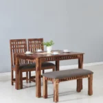 Alvora Wooden Dining Table in Pure Natural Finish with Elegant Design