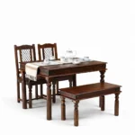Rohemiana Rustik 4 Seater Solid Mango Wood Dining Table in Honey Finish - Image 5