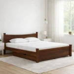 Sravena Sheesham Wood Storage Bed in Natural Rustic Tone