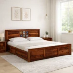 Eootara Sheesham Wood Storage Bed in Deep Natural Finish