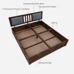 Nenvyra Sheesham Wood Storage Bed in Natural Earth Finish - Image 9