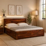 Derlin Premium Engineered Wood Bed with Spacious Storage Compartments