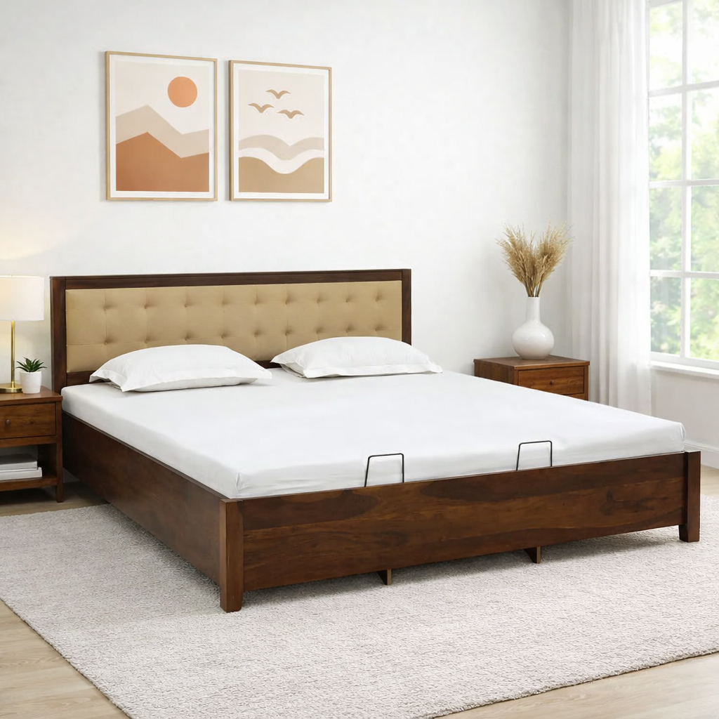 Orvesta-Modern-Storage-Bed-with-Soft-Headboard-Finish-classic-wood-1.webp Orvesta Modern Storage Bed with Soft Headboard Finish - Image 1