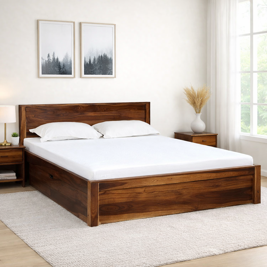 coodelle-Contemporary-Bed-with-Spacious-Storage-Compartments-classic-wood-1.webp coodelle Contemporary Bed with Spacious Storage Compartments - Image 1