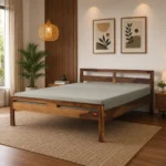 Frvessio Natural Sheesham Finish Wooden Bed for Modern Luxury Interiors