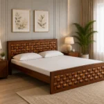Privanta Premium Natural Wood Bedroom Bed with Elegant Minimal Finish